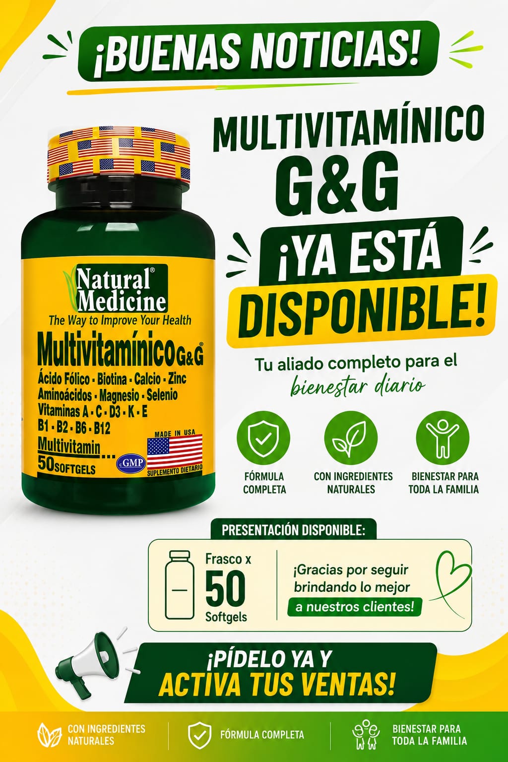 Multivitamínico G&G Natural Medicine 50 softgels